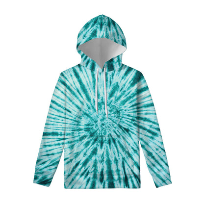 Turquoise Tie Dye Print Pullover Hoodie