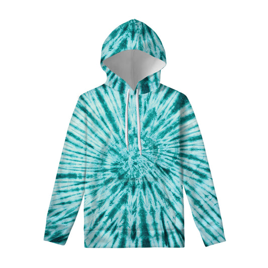 Turquoise Tie Dye Print Pullover Hoodie