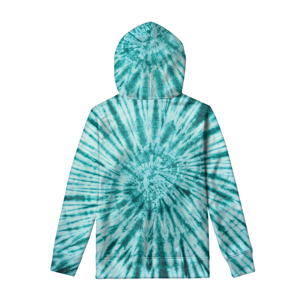 Turquoise Tie Dye Print Pullover Hoodie