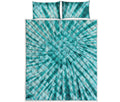 Turquoise Tie Dye Print Quilt Bed Set