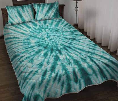 Turquoise Tie Dye Print Quilt Bed Set