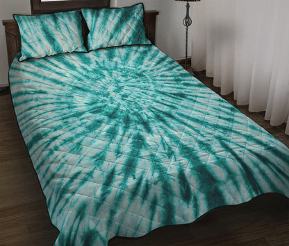 Turquoise Tie Dye Print Quilt Bed Set