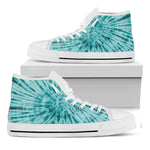 Turquoise Tie Dye Print White High Top Shoes