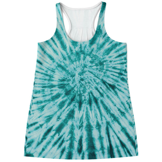 Turquoise Tie Dye Print Women's Racerback Tank Top