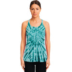 Turquoise Tie Dye Print Women's Racerback Tank Top