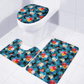 Turquoise Tropical Hawaii Pattern Print 3 Piece Bath Mat Set