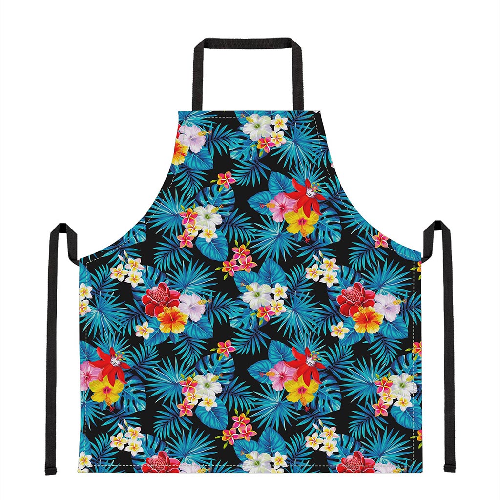 Turquoise Tropical Hawaii Pattern Print Apron