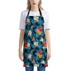 Turquoise Tropical Hawaii Pattern Print Apron