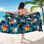 Turquoise Tropical Hawaii Pattern Print Beach Sarong Wrap