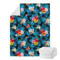 Turquoise Tropical Hawaii Pattern Print Blanket