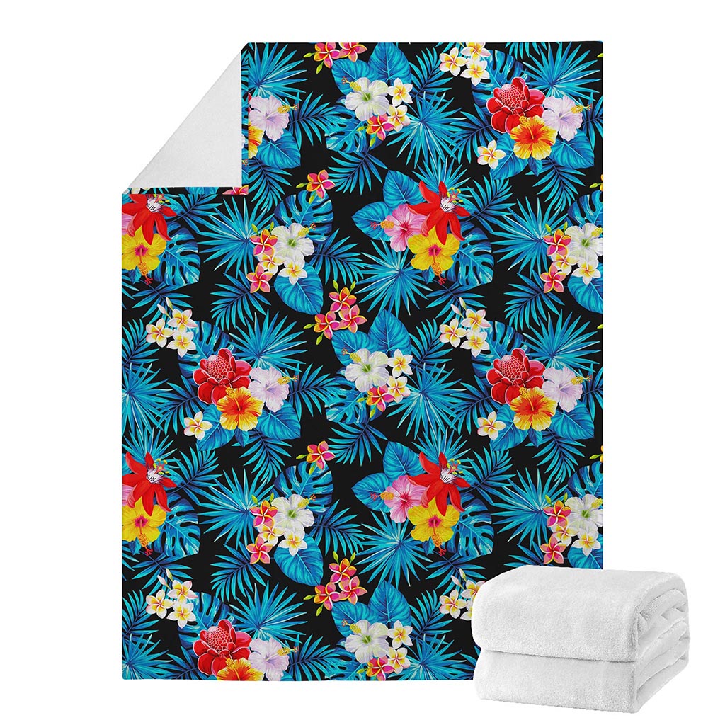 Turquoise Tropical Hawaii Pattern Print Blanket
