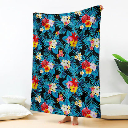 Turquoise Tropical Hawaii Pattern Print Blanket
