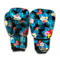 Turquoise Tropical Hawaii Pattern Print Boxing Gloves