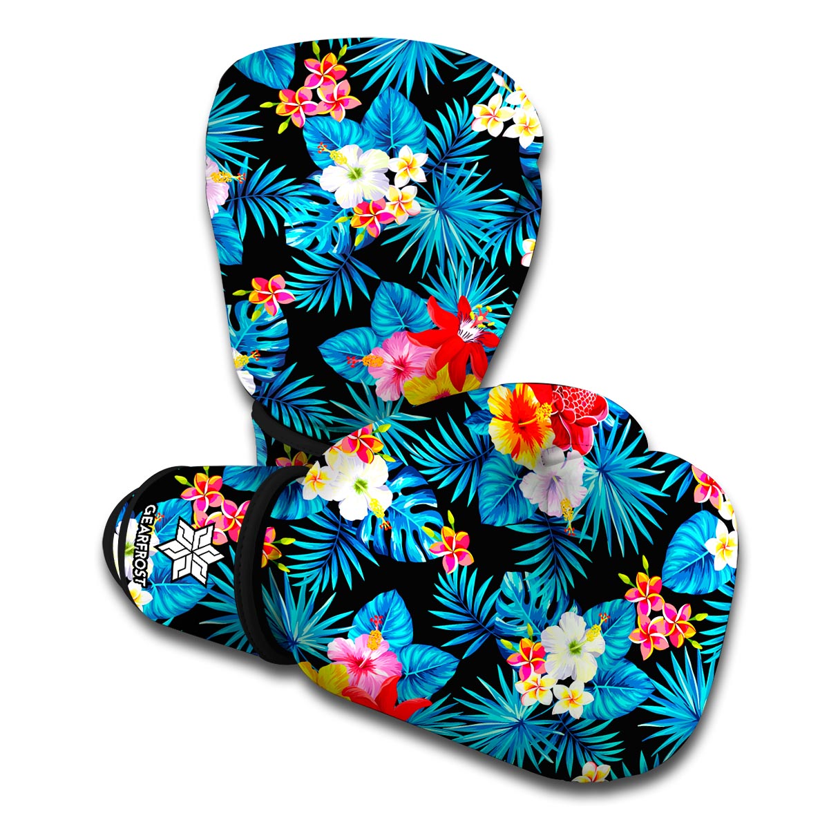 Turquoise Tropical Hawaii Pattern Print Boxing Gloves
