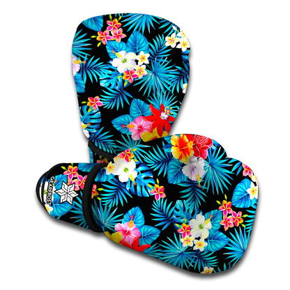 Turquoise Tropical Hawaii Pattern Print Boxing Gloves