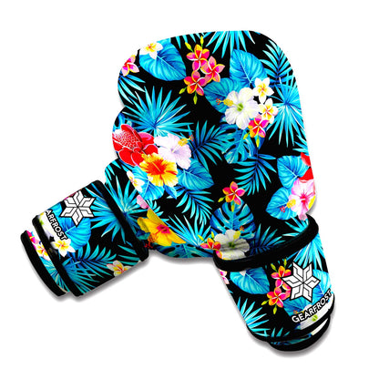 Turquoise Tropical Hawaii Pattern Print Boxing Gloves