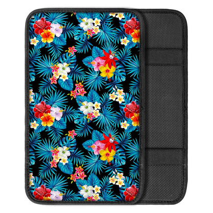 Turquoise Tropical Hawaii Pattern Print Car Center Console Cover