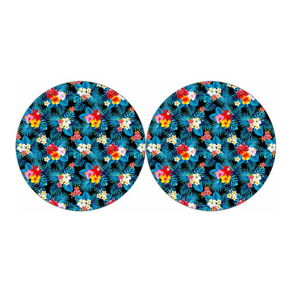 Turquoise Tropical Hawaii Pattern Print Car Coasters