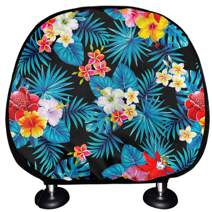 Turquoise Tropical Hawaii Pattern Print Car Headrest Covers