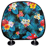 Turquoise Tropical Hawaii Pattern Print Car Headrest Covers