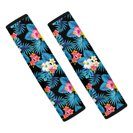 Turquoise Tropical Hawaii Pattern Print Car Seat Belt Covers