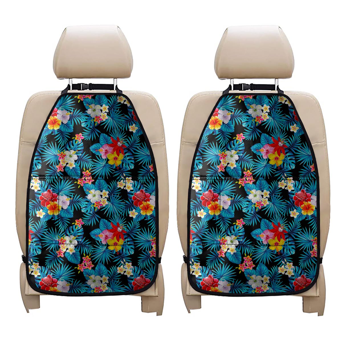 Turquoise Tropical Hawaii Pattern Print Car Seat Organizers