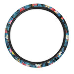 Turquoise Tropical Hawaii Pattern Print Car Steering Wheel Cover