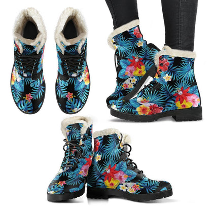 Turquoise Tropical Hawaii Pattern Print Comfy Boots GearFrost