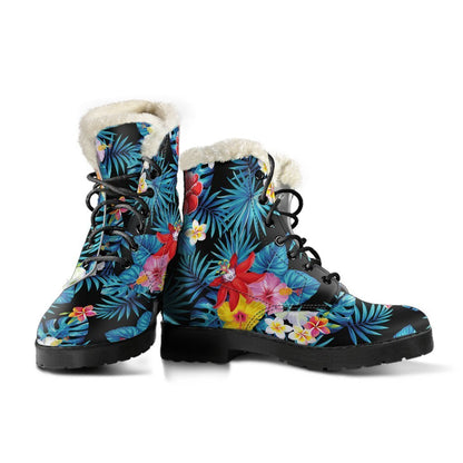 Turquoise Tropical Hawaii Pattern Print Comfy Boots GearFrost