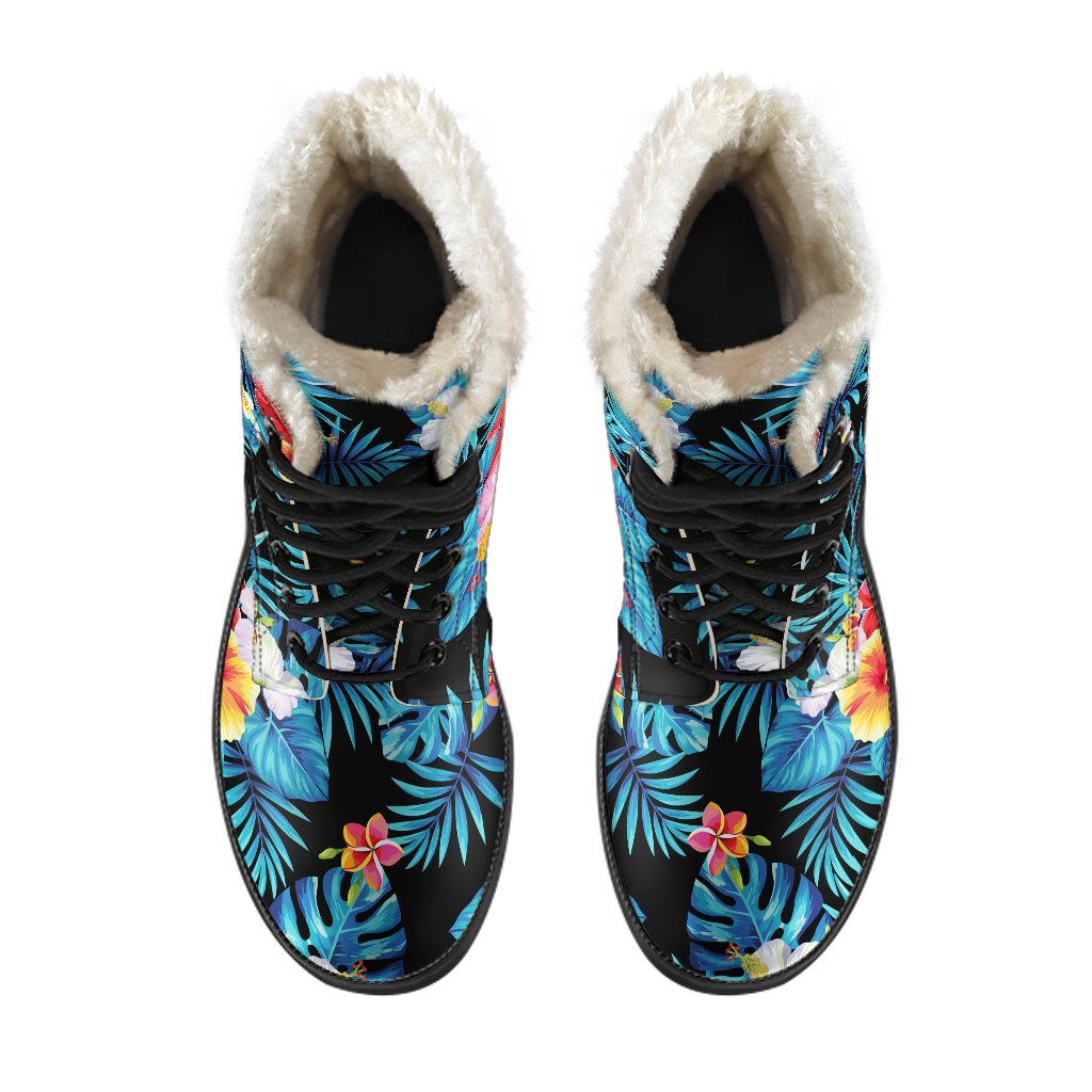 Turquoise Tropical Hawaii Pattern Print Comfy Boots GearFrost