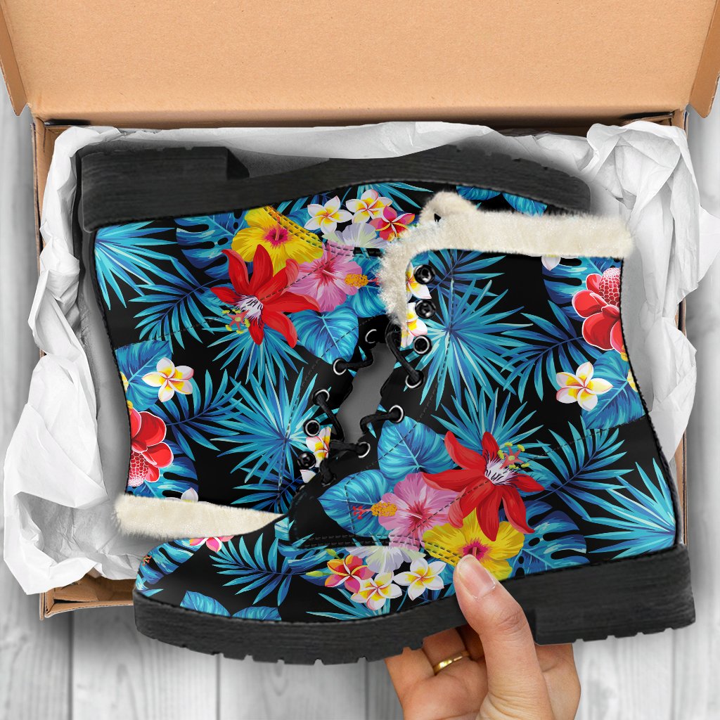 Turquoise Tropical Hawaii Pattern Print Comfy Boots GearFrost