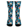 Turquoise Tropical Hawaii Pattern Print Crew Socks