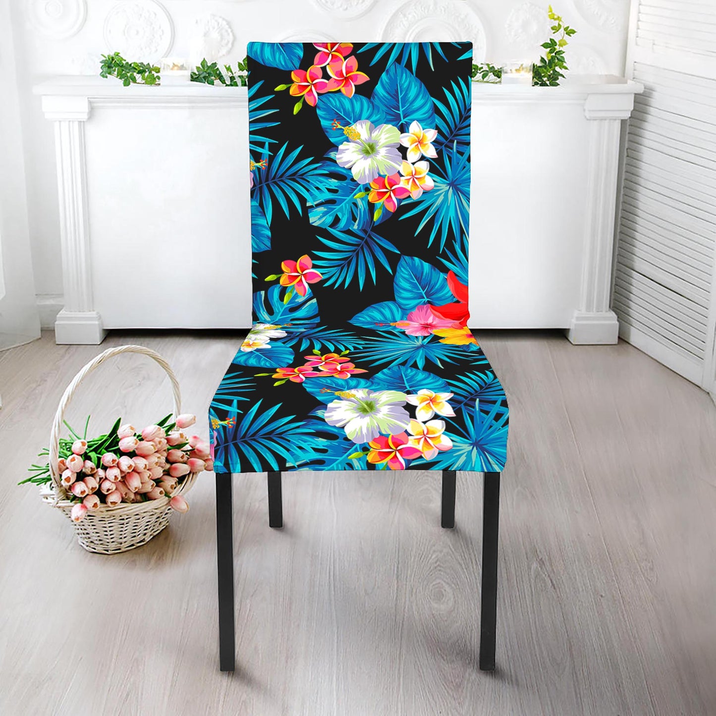 Turquoise Tropical Hawaii Pattern Print Dining Chair Slipcover