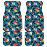 Turquoise Tropical Hawaii Pattern Print Front and Back Car Floor Mats