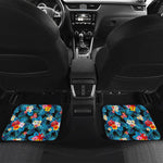 Turquoise Tropical Hawaii Pattern Print Front and Back Car Floor Mats
