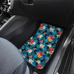 Turquoise Tropical Hawaii Pattern Print Front and Back Car Floor Mats