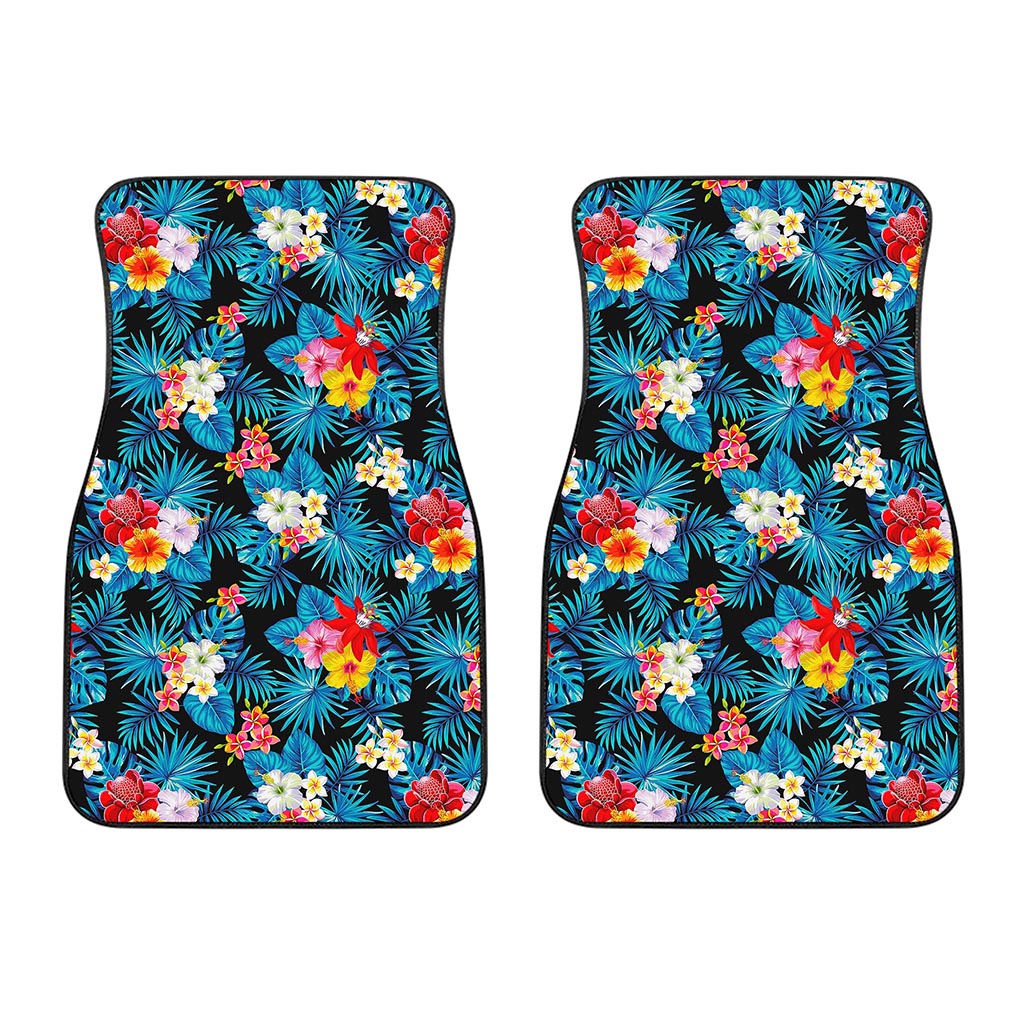 Turquoise Tropical Hawaii Pattern Print Front Car Floor Mats