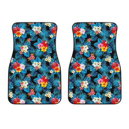 Turquoise Tropical Hawaii Pattern Print Front Car Floor Mats