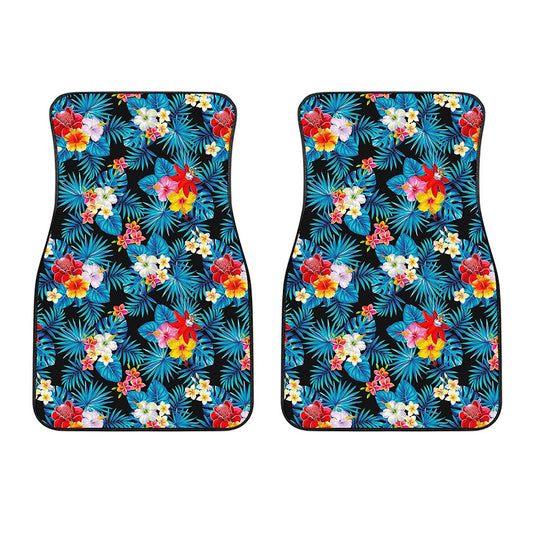 Turquoise Tropical Hawaii Pattern Print Front Car Floor Mats