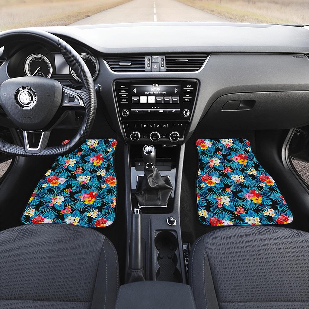 Turquoise Tropical Hawaii Pattern Print Front Car Floor Mats