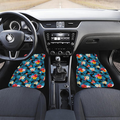 Turquoise Tropical Hawaii Pattern Print Front Car Floor Mats