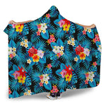 Turquoise Tropical Hawaii Pattern Print Hooded Blanket