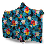 Turquoise Tropical Hawaii Pattern Print Hooded Blanket