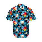 Turquoise Tropical Hawaii Pattern Print Men's Baseball Jersey