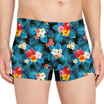 Turquoise Tropical Hawaii Pattern Print Men's Boxer Briefs