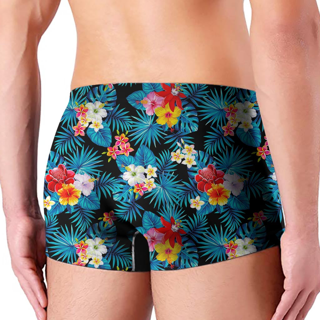 Turquoise Tropical Hawaii Pattern Print Men's Boxer Briefs