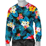 Turquoise Tropical Hawaii Pattern Print Men's Crewneck Sweatshirt GearFrost