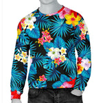 Turquoise Tropical Hawaii Pattern Print Men's Crewneck Sweatshirt GearFrost