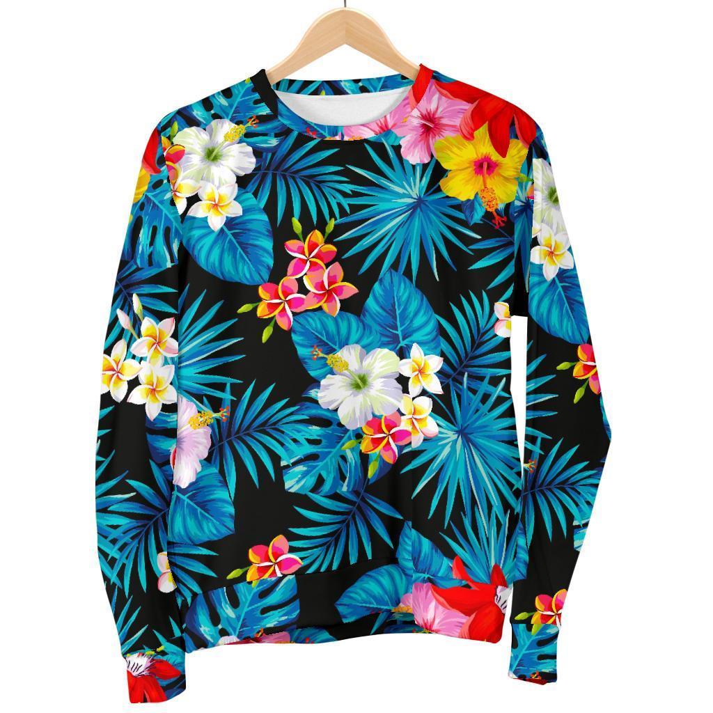 Turquoise Tropical Hawaii Pattern Print Men's Crewneck Sweatshirt GearFrost