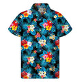 Turquoise Tropical Hawaii Pattern Print Men's Short Sleeve Shirt